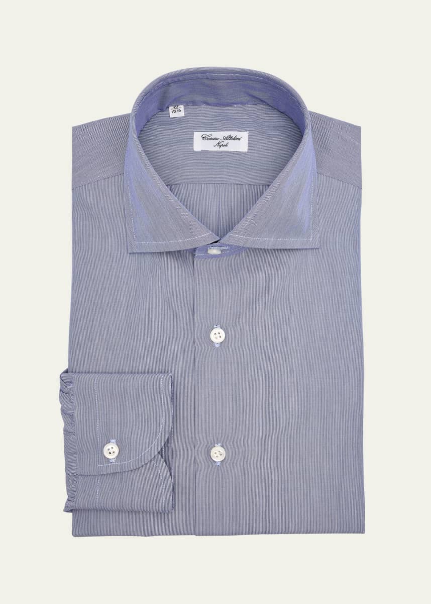 Cesare Attolini Men's Cotton Candy Stripe Dress Shirt