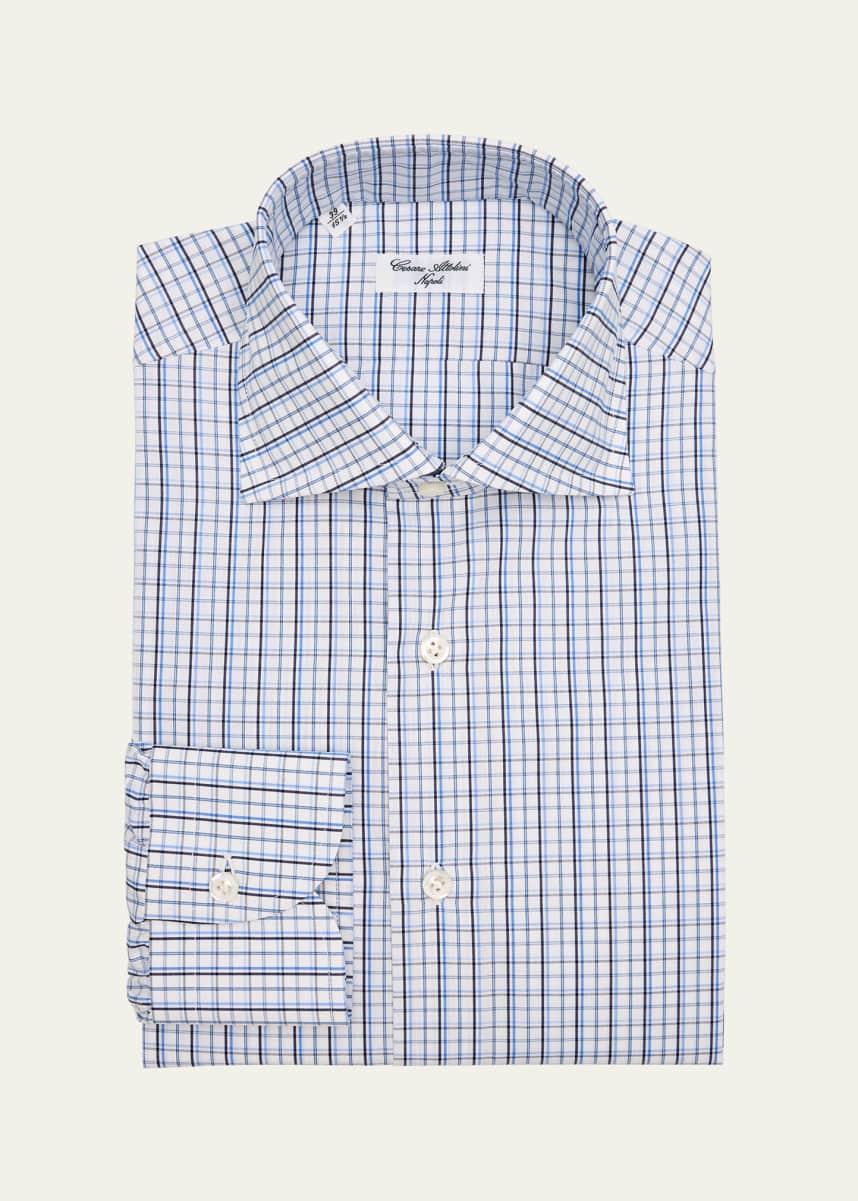Cesare Attolini Men's Cotton Plaid Dress Shirt