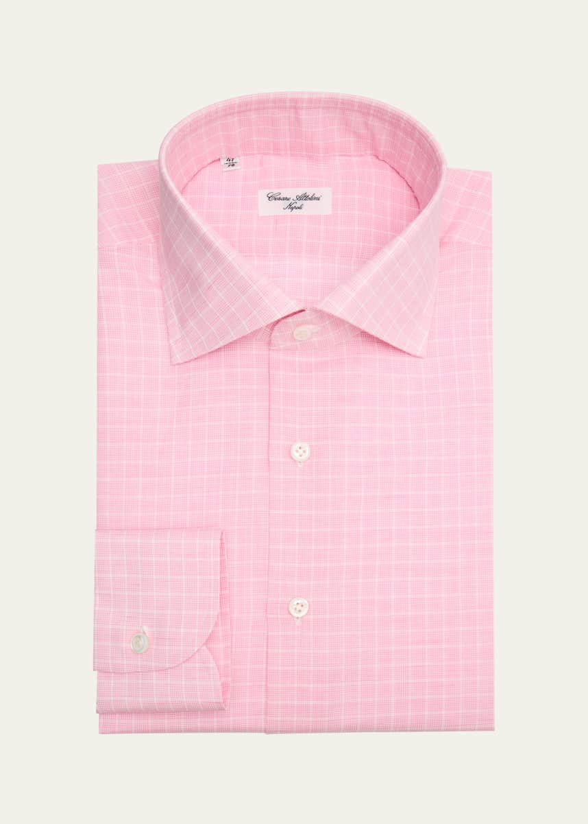 Cesare Attolini Men's Cotton and Linen Plaid Dress Shirt