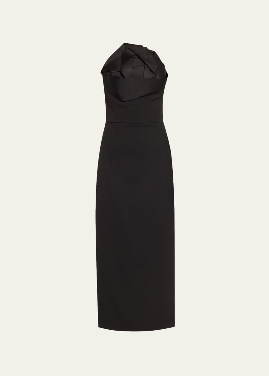 Oscar de la Renta Strapless Oversized Satin Rose Wool Gown
