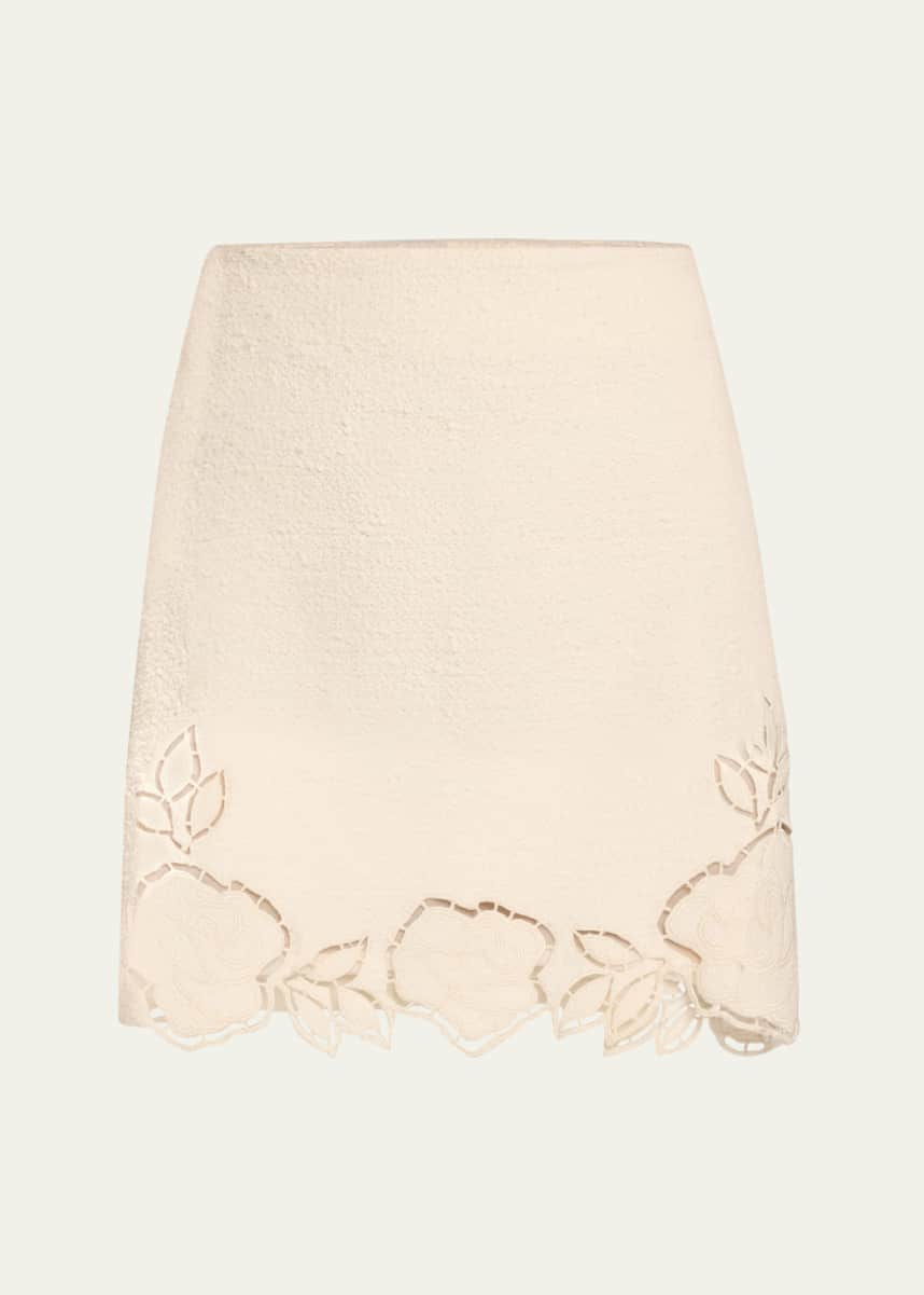 Oscar de la Renta Rose Ladder Stitch Tweed Mini Skirt