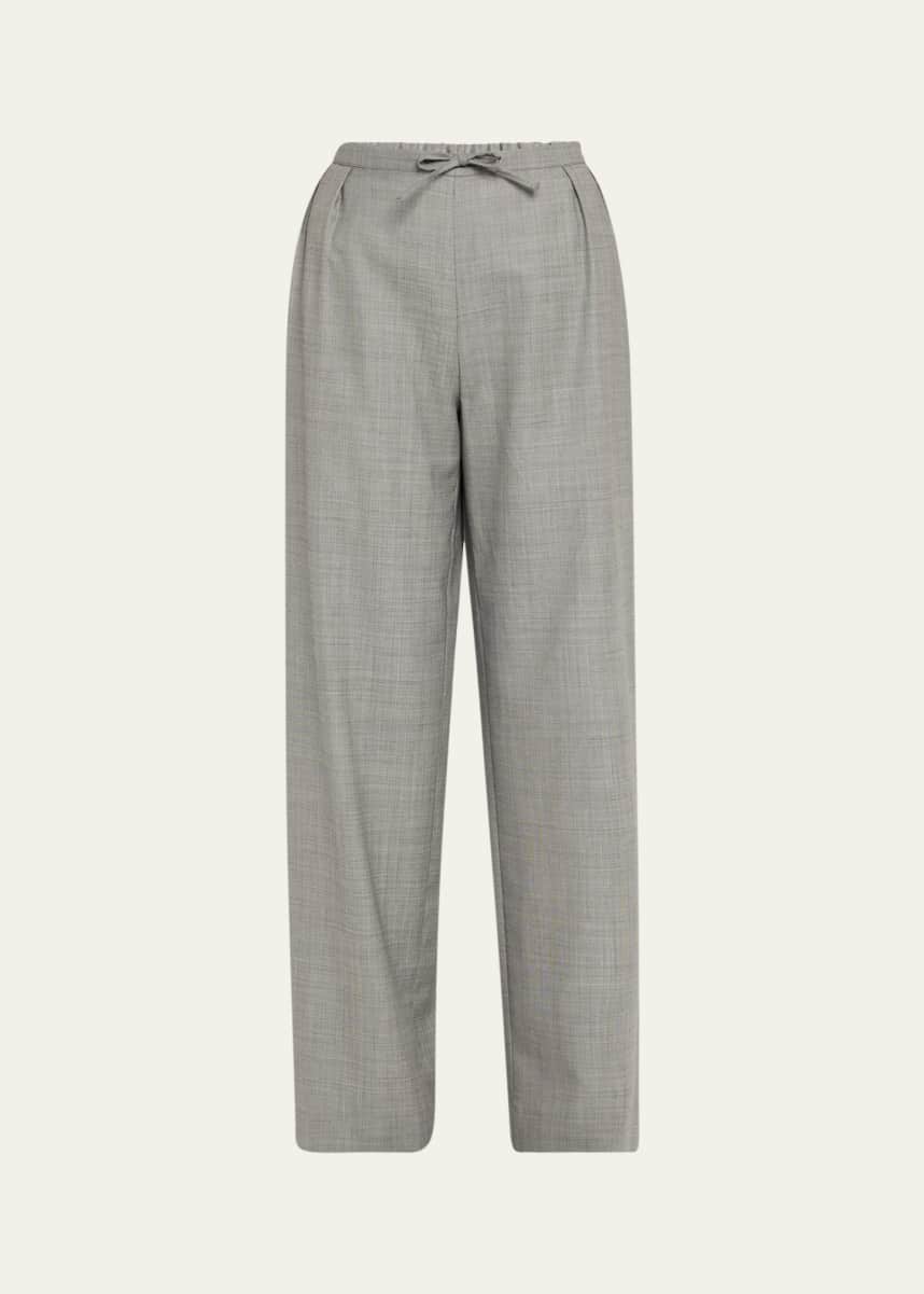 Loulou Studio Cove Pleated Elastic Waistband Wool Pants