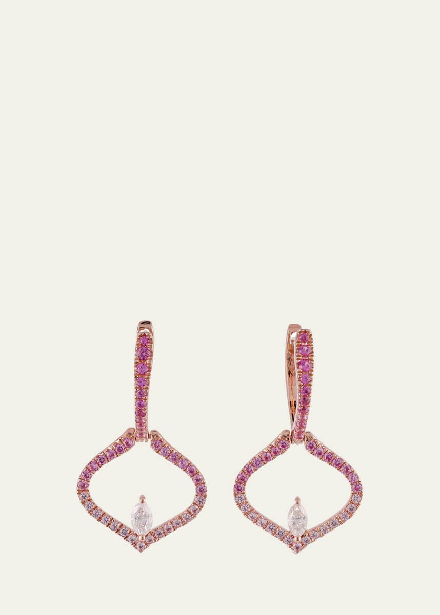 Gyan Jaipur Sarai Diamond Single Motif and Pink Ombre Sapphire Earrings
