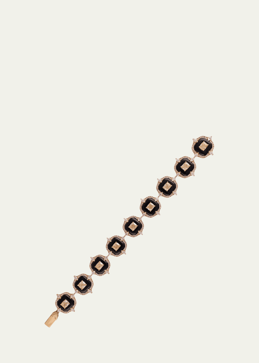 Gyan Jaipur 18K Yellow Gold Diamond and Onyx Bracelet, One-Of-A-Kind