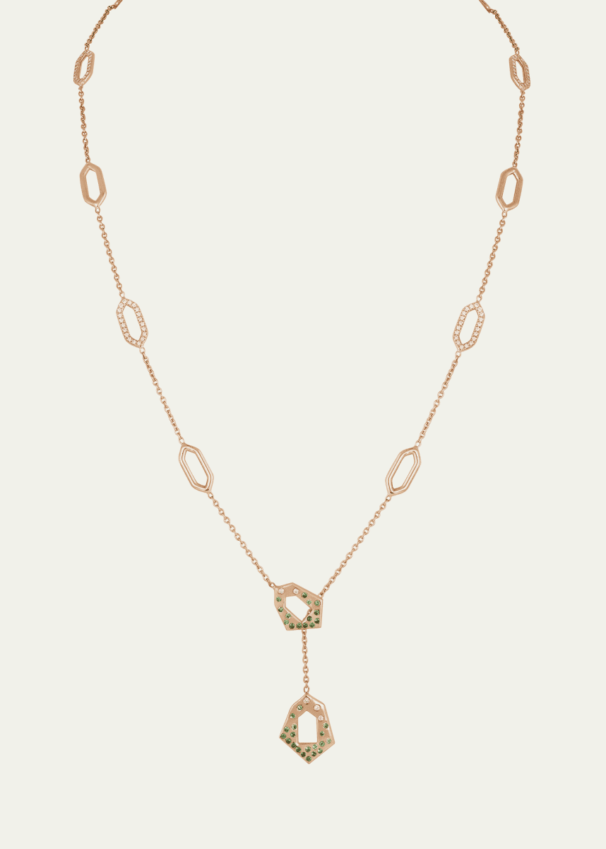 Gyan Jaipur Jaipur Arch Diamond and Tsavorite Lariat Necklace