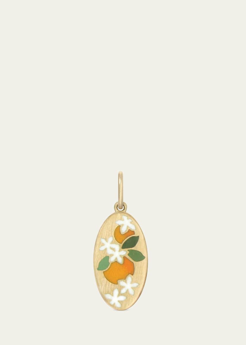 Gwen Barba Orange Blossom Enamel Pendant in 18K Yellow Gold