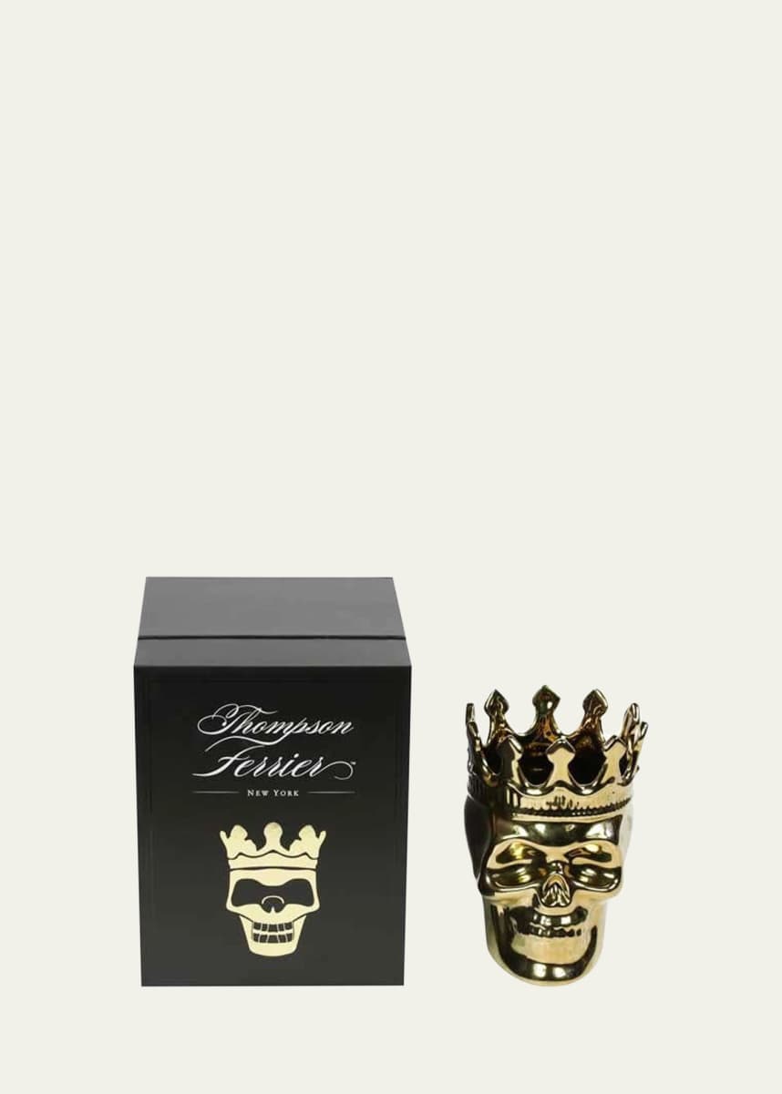 Thompson Ferrier Golden Bonaparte Skull Candle, 23.3 oz. - Wood Charmel Scent