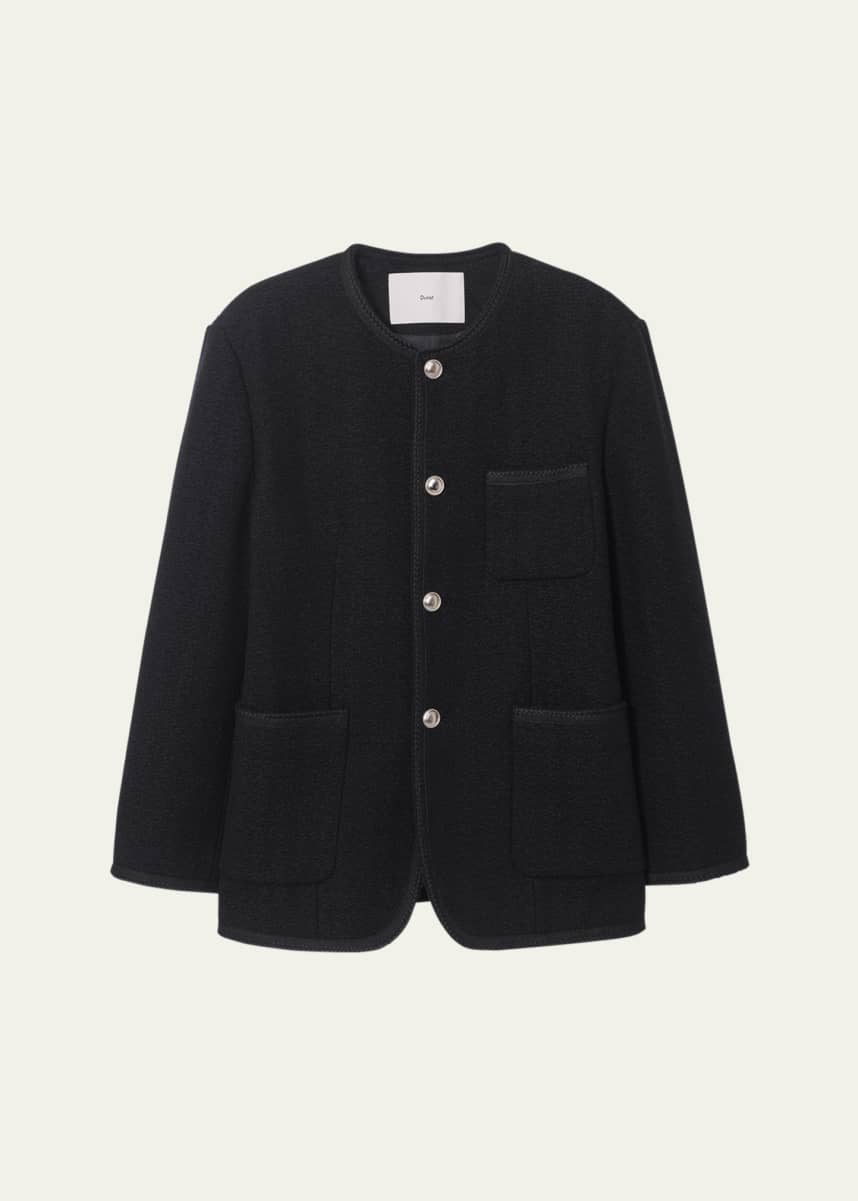 Dunst Oversized Collarless Tweed Jacket, Unisex