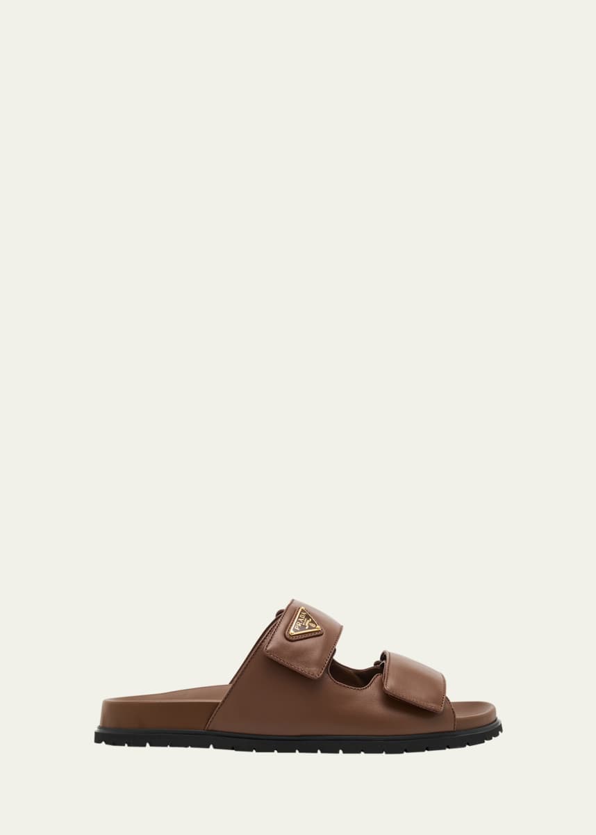 Prada Leather Double-Grip Slide Sandals