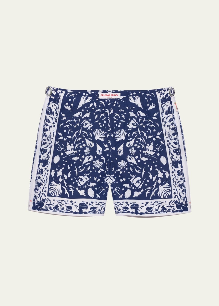 Orlebar Brown Men's Bulldog Ocean-Print Swim Shorts