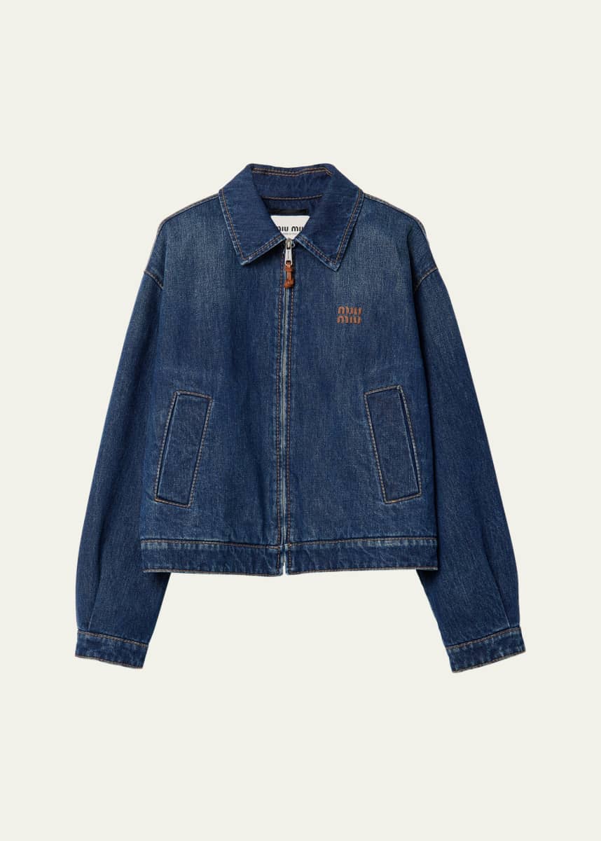 Miu Miu Oversized Zip-Up Denim Jacket