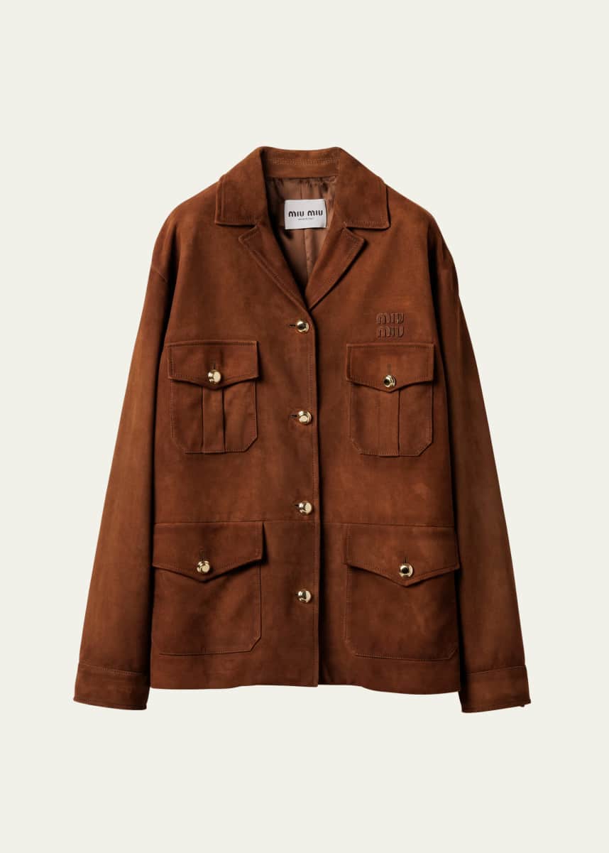 Miu Miu Suede Long-Sleeve Jacket