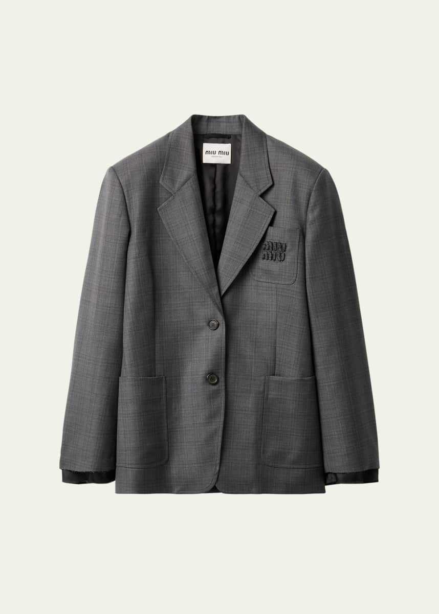 Miu Miu Long-Sleeve Oversized Blazer Jacket