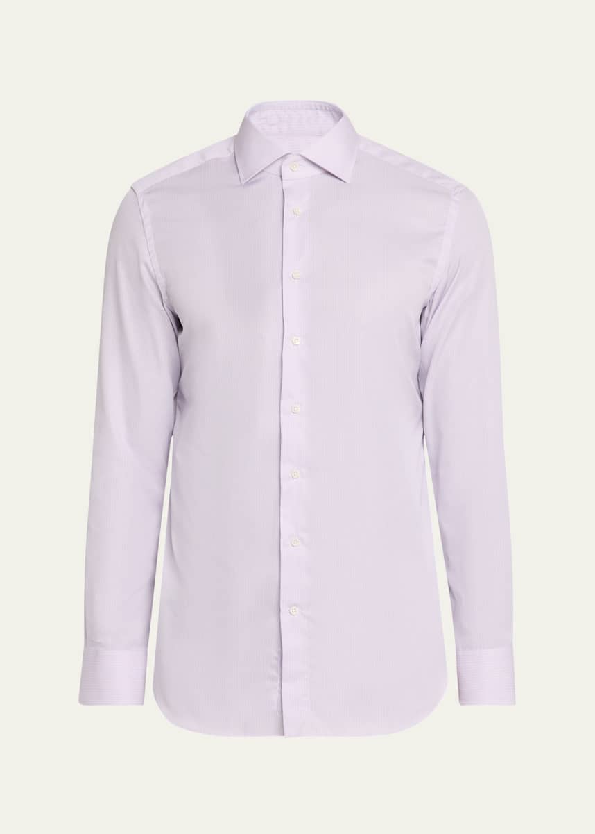 Bergdorf Goodman Men's Cotton Mini Stripe Dress Shirt