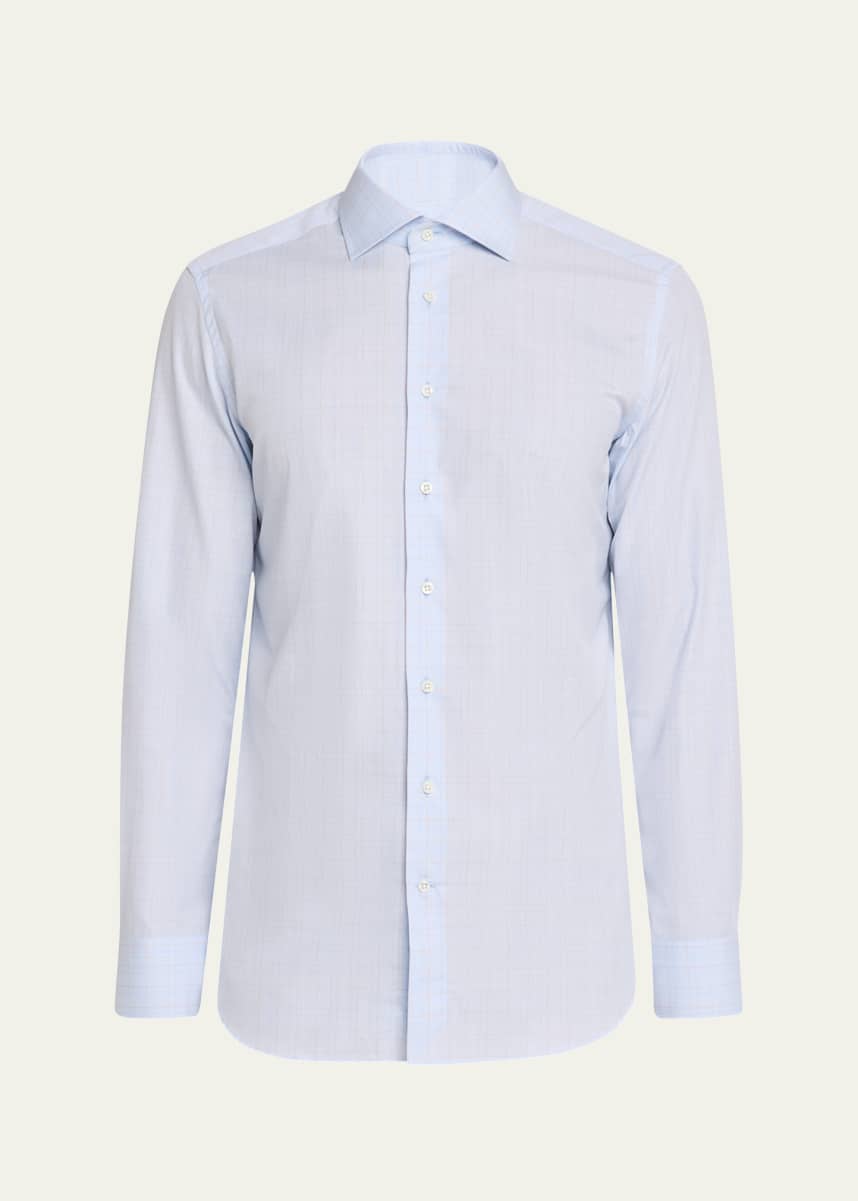 Emanuele Maffeis Men's Cotton Grid Check Dress Shirt