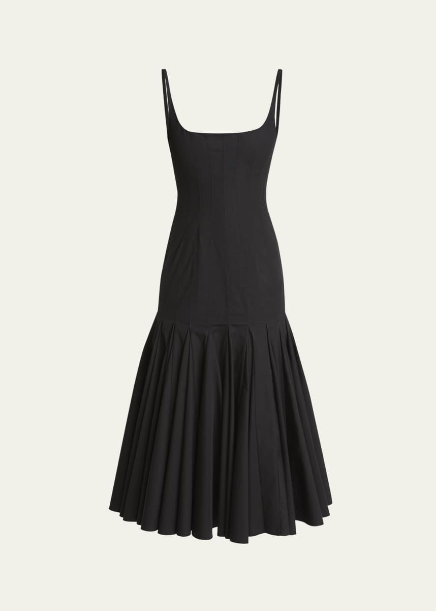 Jacquemus Agave Drop-Waist Pleated Flare Midi Dress