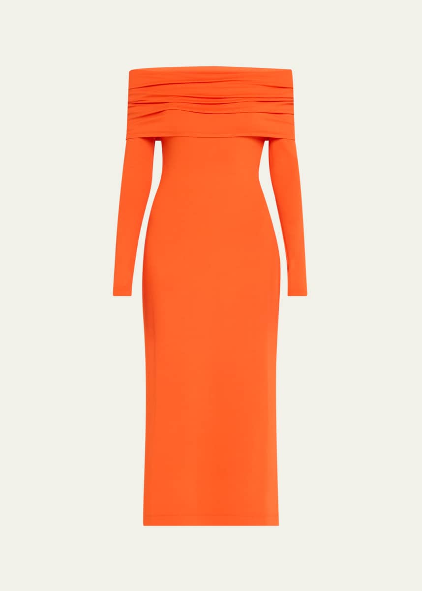 Ralph Lauren Collection Off-Shoulder Long Sleeve Dress