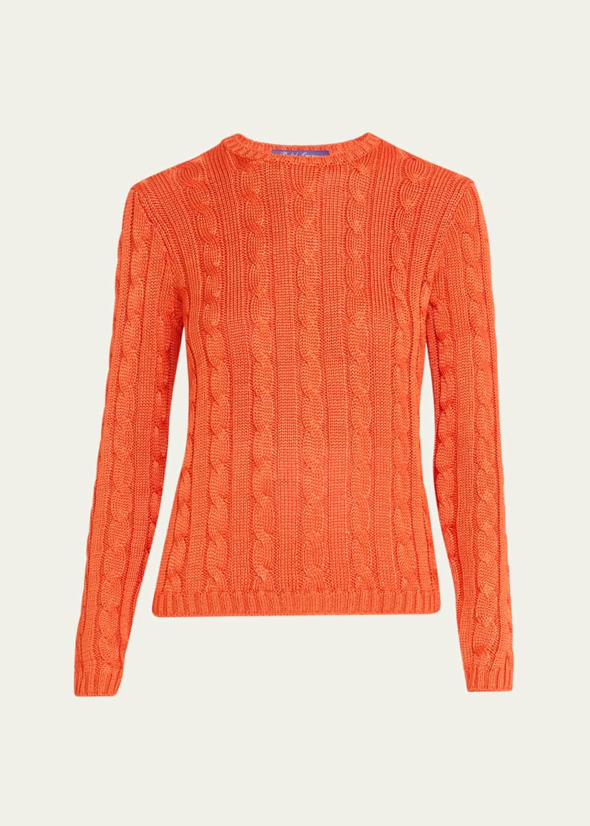 Ralph Lauren Collection High Shine Silk Cable Sweater