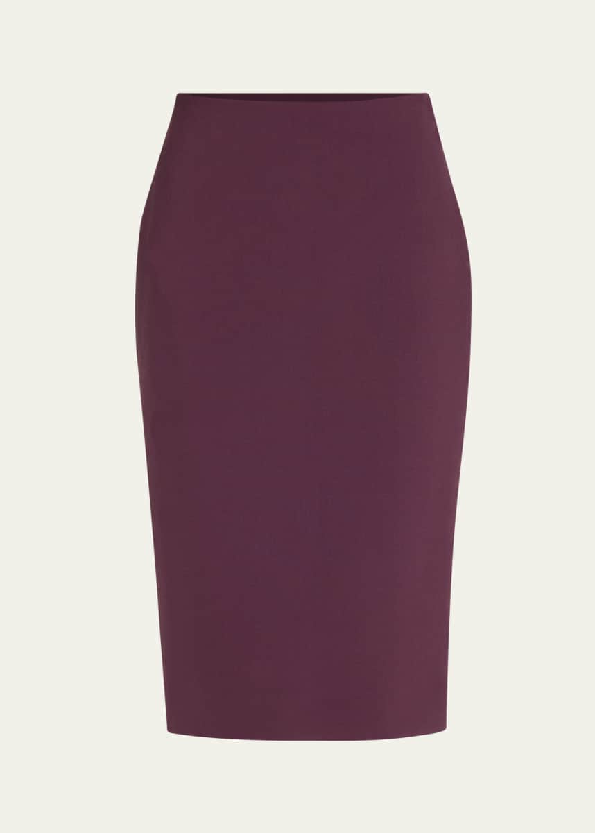 Victoria Beckham Double Wool Crepe Pencil Midi Skirt