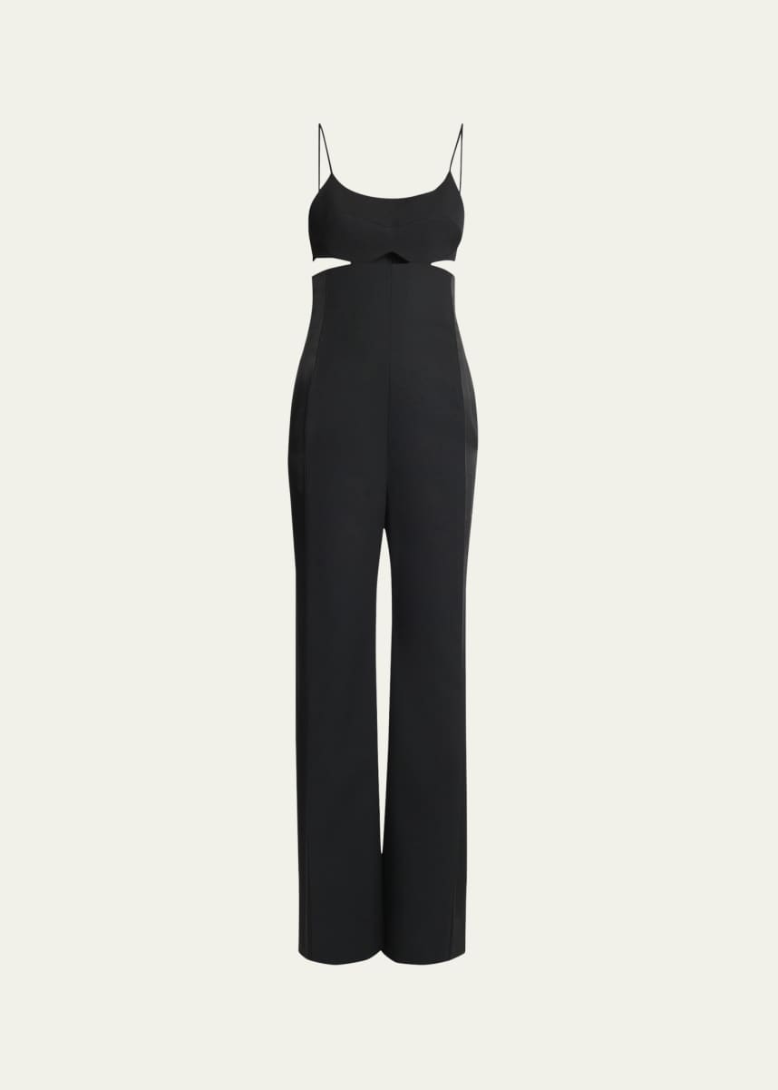 Victoria Beckham Cut-Out Wool Cami Jumpsuit