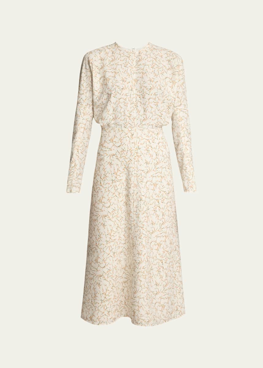 Victoria Beckham Printed Dolman-Sleeve Midi Dress