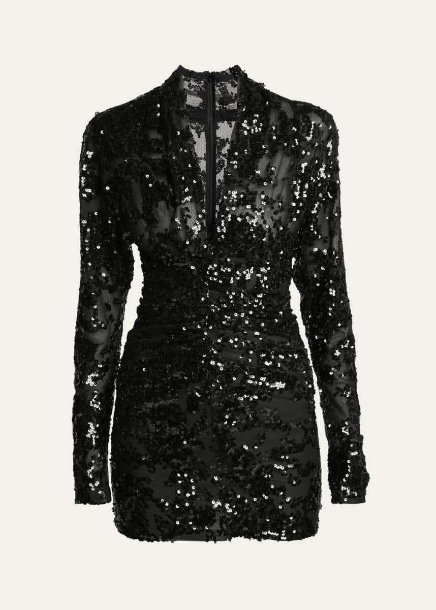 ワンピース Victoria Beckham SEQUINS MINI DRESS Victoria Beckham Sequined Ruched Mini Dress - Bergdorf Goodman