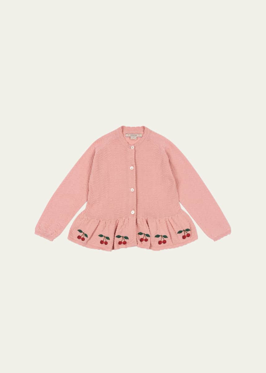 Konges Slojd Girl's Cypres Cherry Embroidered Cardigan, Size 9M-10