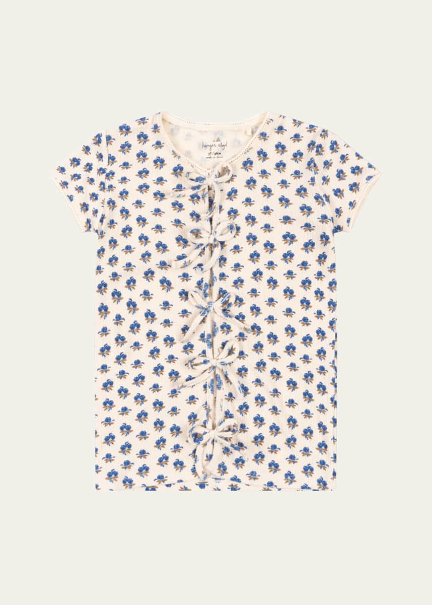 Konges Slojd Girl's Mulli Floral-Print Bow Shirt, Size 2-10