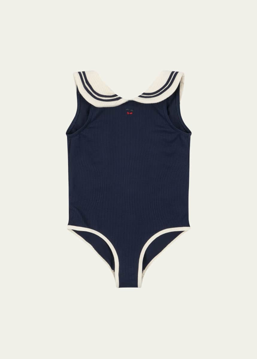 Konges Slojd Girl's Sailor Ribbed Swimsuit, Size 12M-6