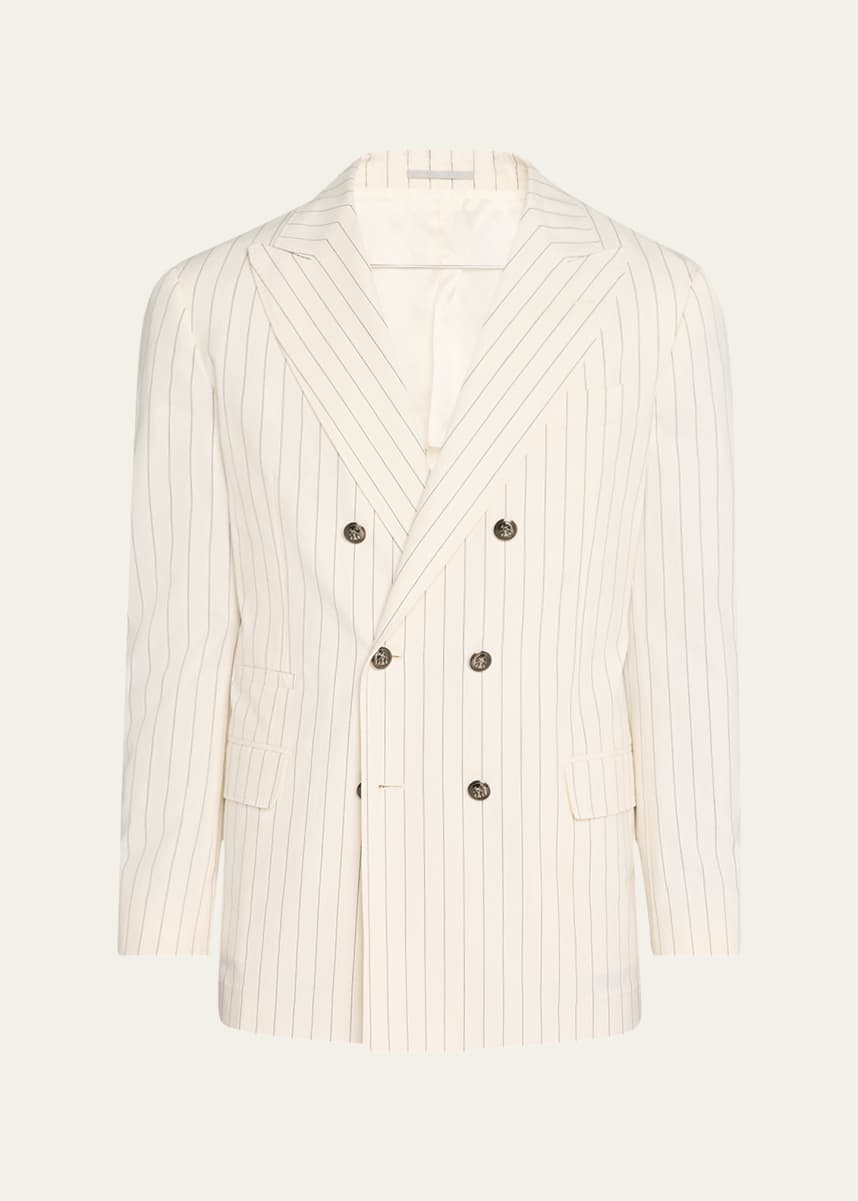 Brunello Cucinelli Men's Double-Breasted Pinstripe Sport Coat