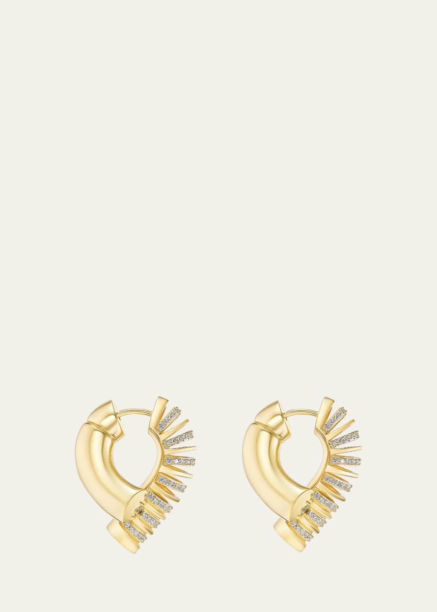 TABAYER 18K Yellow Gold Oera Half-Ribbed Diamond Earrings
