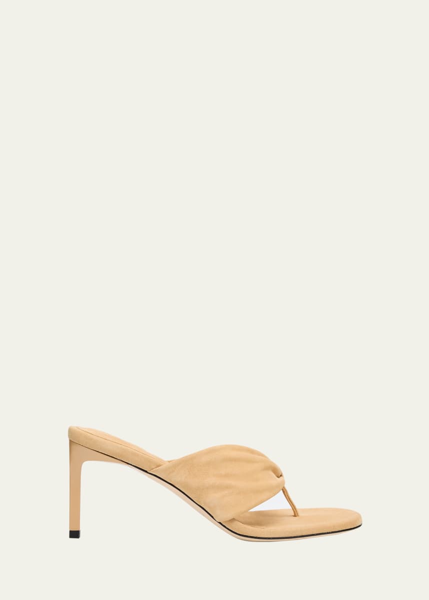 Dear Frances Suede Thong Stiletto Slide Sandals