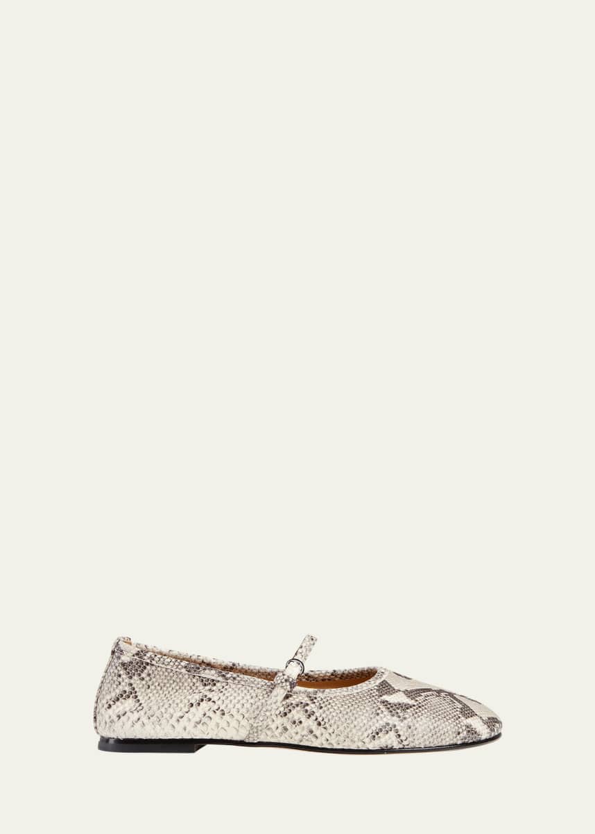 Dear Frances Winter Balla Snakeskin-Print Leather Ballet Flats