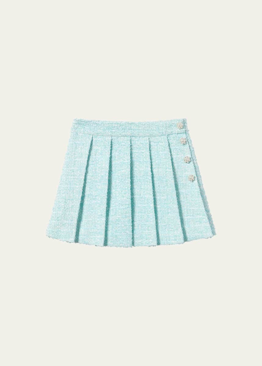 Self-Portrait Girl's Boucle Pleated Skirt, Size 3T-12