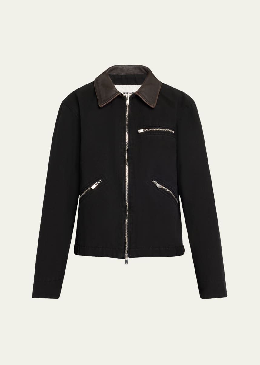 TONYWACK Leather Collar Work Jacket