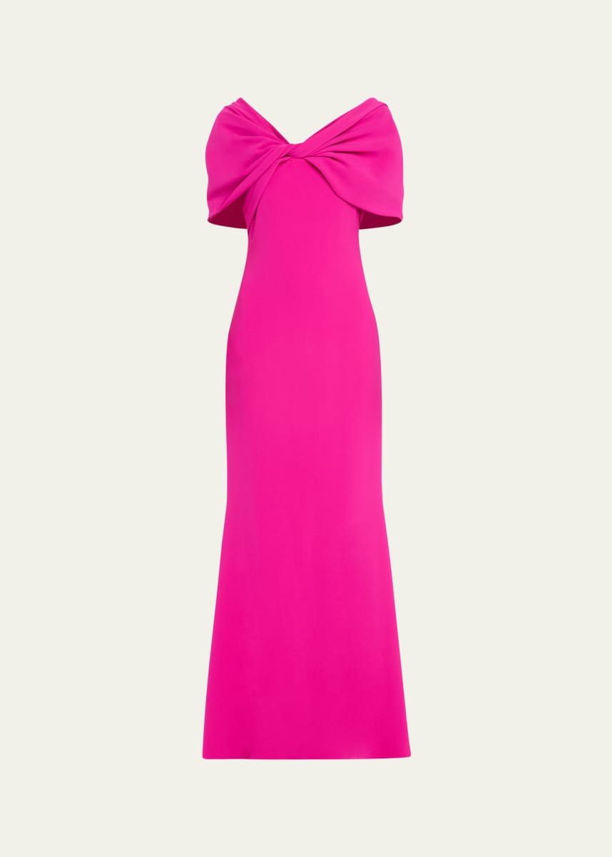 Badgley Mischka Collection Twist-Front Trumpet Gown
