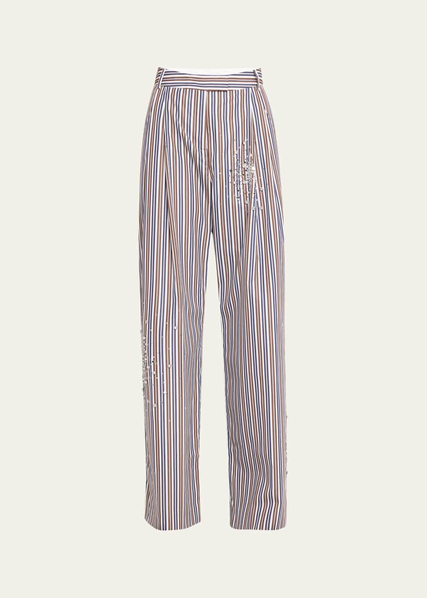 Des Phemmes Embellished Wide-Leg Suit Pants