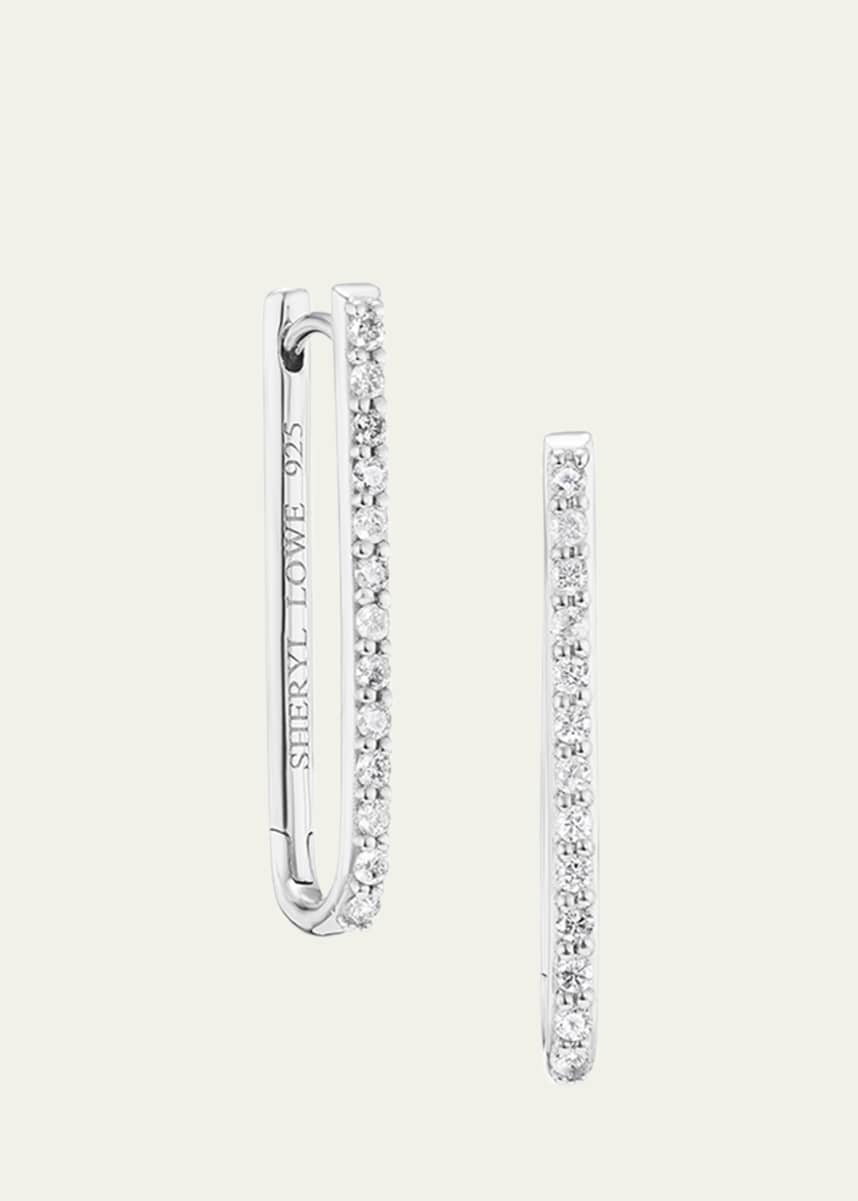 Sheryl Lowe Sterling Silver Diamond Paperclip Earrings