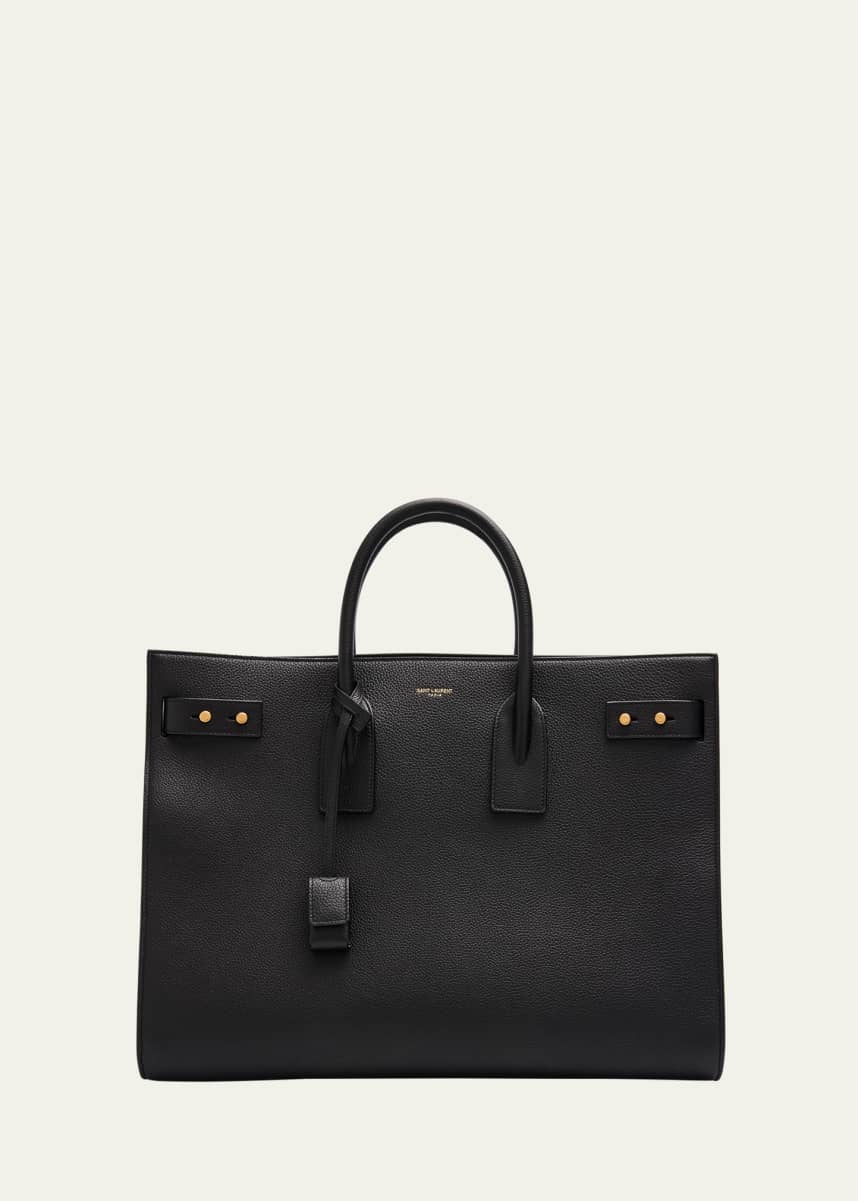 Saint Laurent Men's Sac de Jour Large Grained Leather Tote Bag