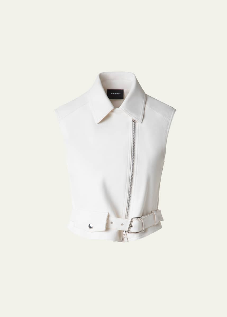 Akris Alvy Nappa Leather Biker-Style Gilet