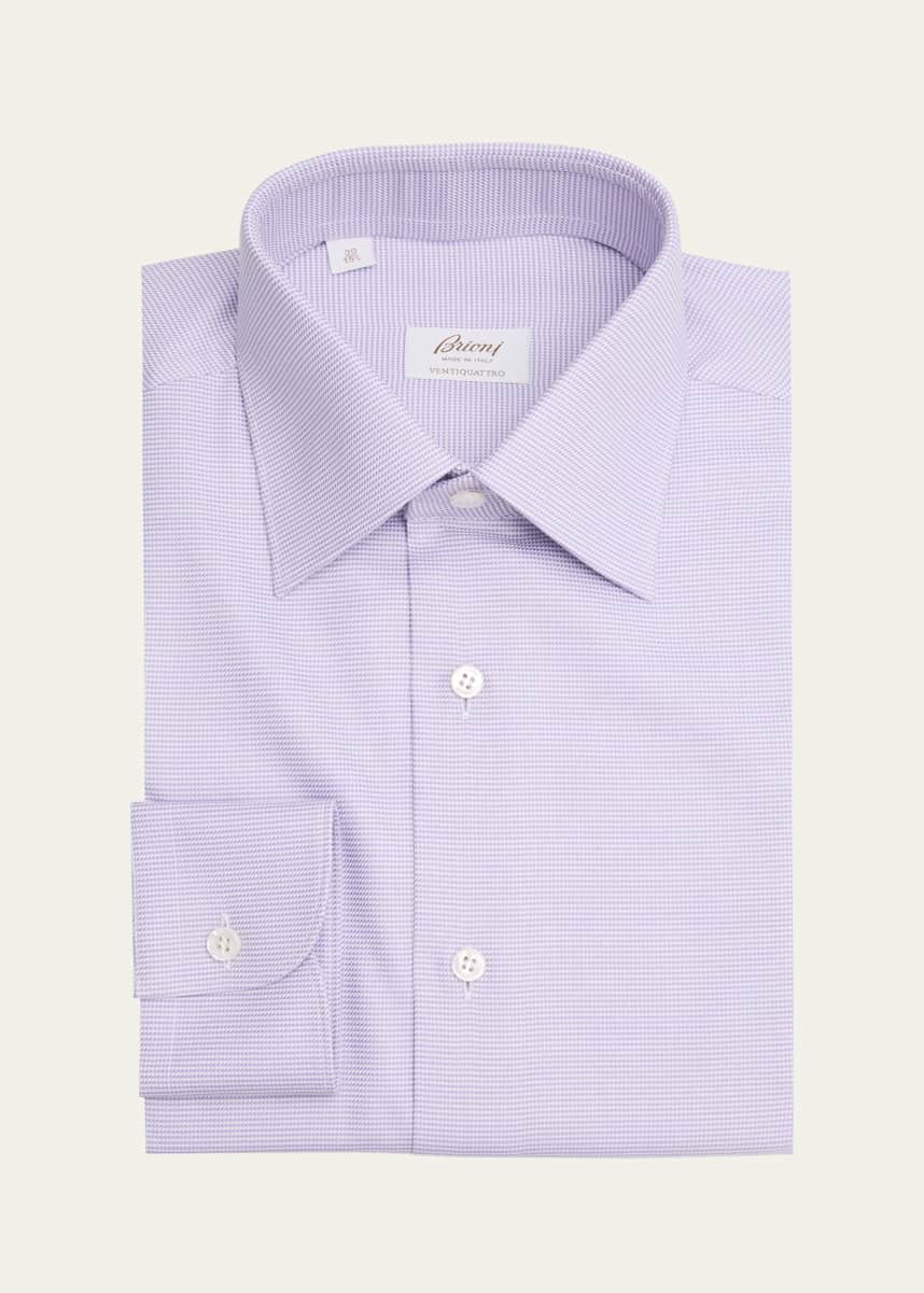 Brioni Men's Cotton Mini Houndstooth Dress Shirt