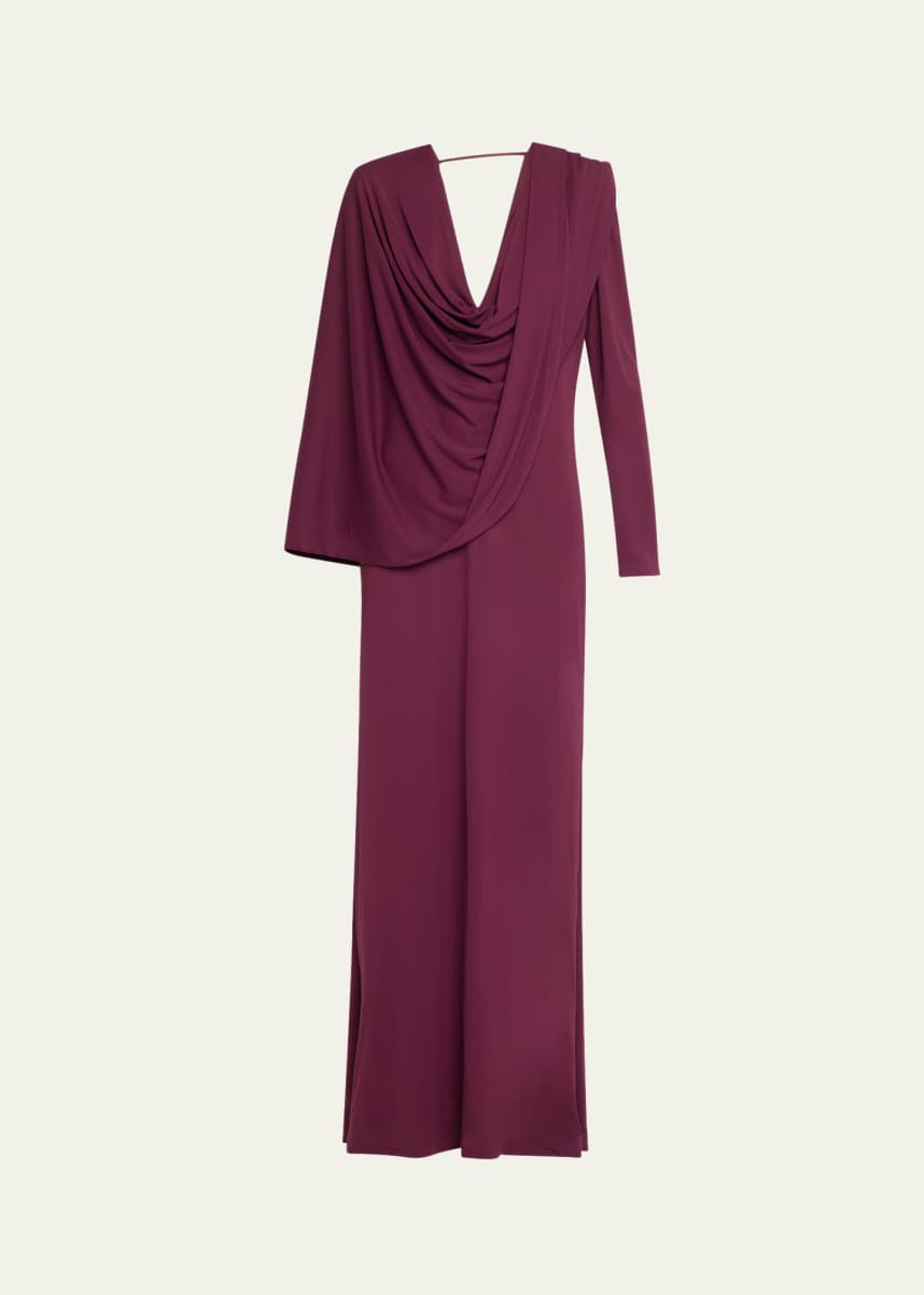 Stephane Rolland Paris Draped Long-Sleeve Jersey Gown