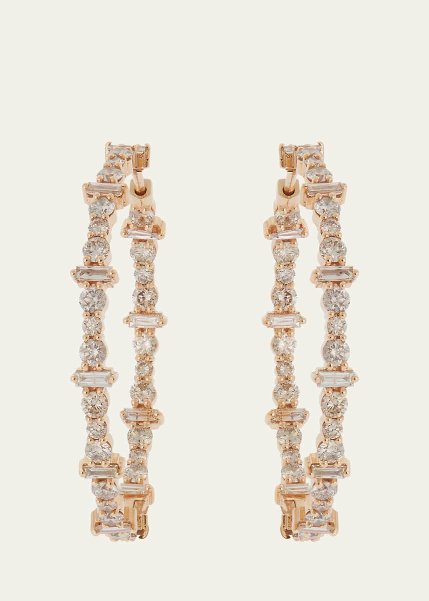 ILEANA MAKRI Champagne Diamond Inside Out Hoop Earrings in 18K Yellow Gold