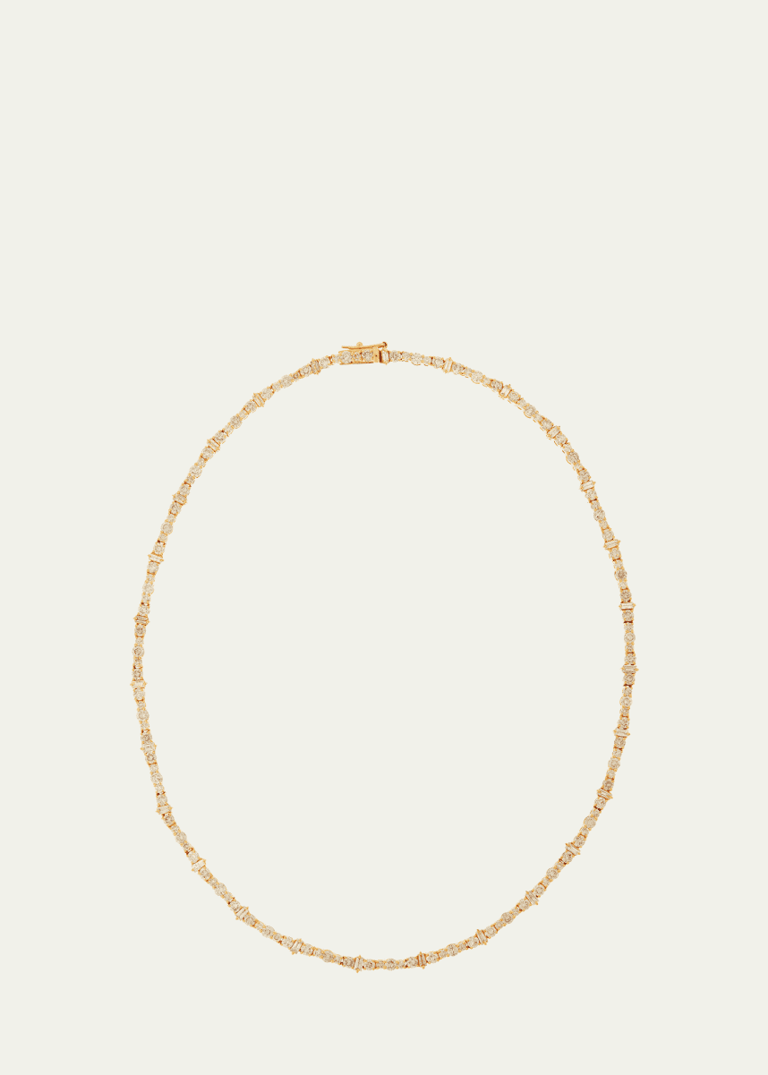 ILEANA MAKRI Champagne Diamond Rivulet Spread Necklace in 18K Yellow Gold