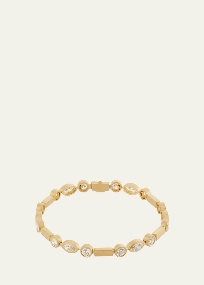 ILEANA MAKRI Diamond Navette Ripple Bracelet in 18K Yellow Gold