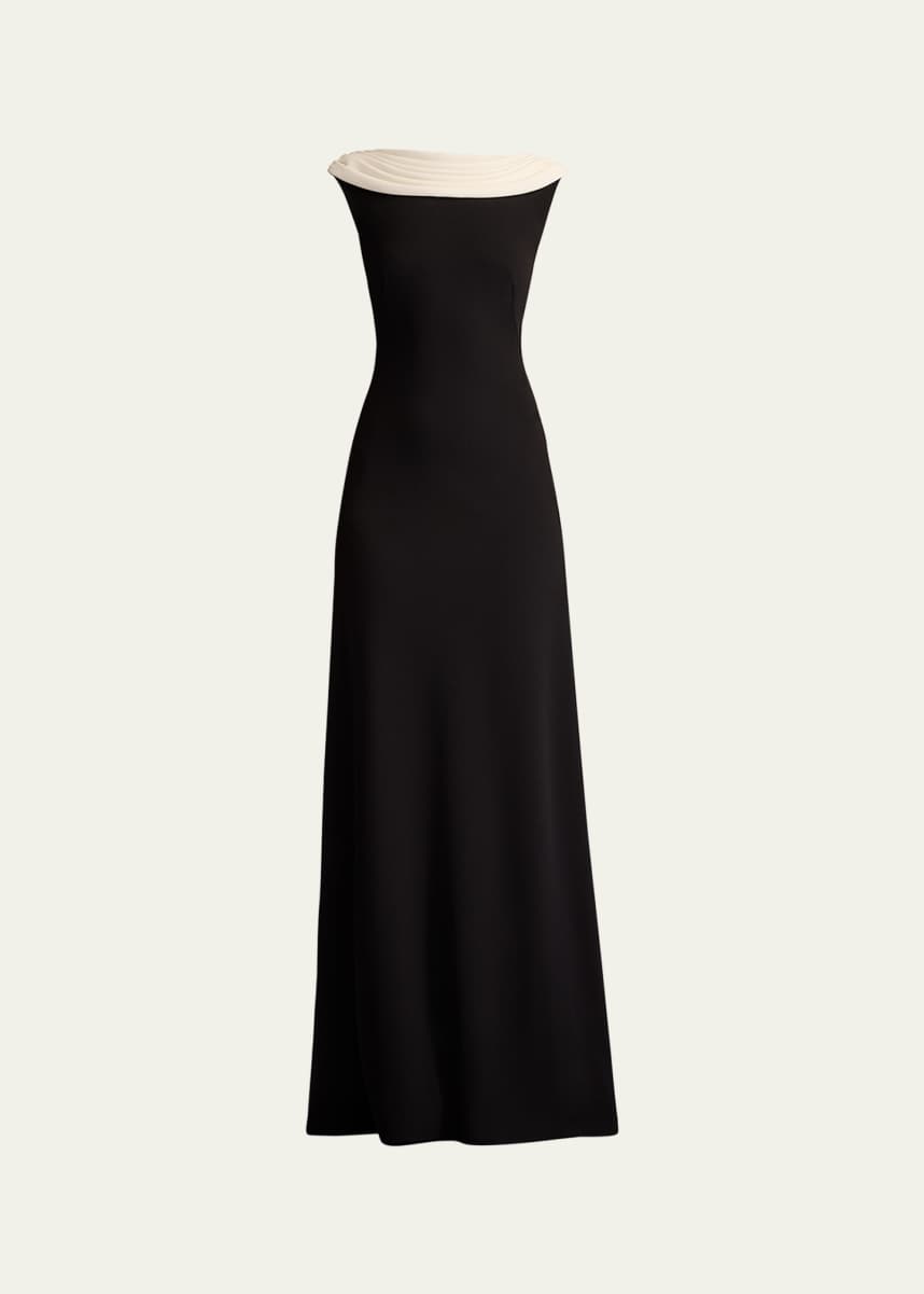 Tadashi Shoji Draped Two-Tone Crepe Gown