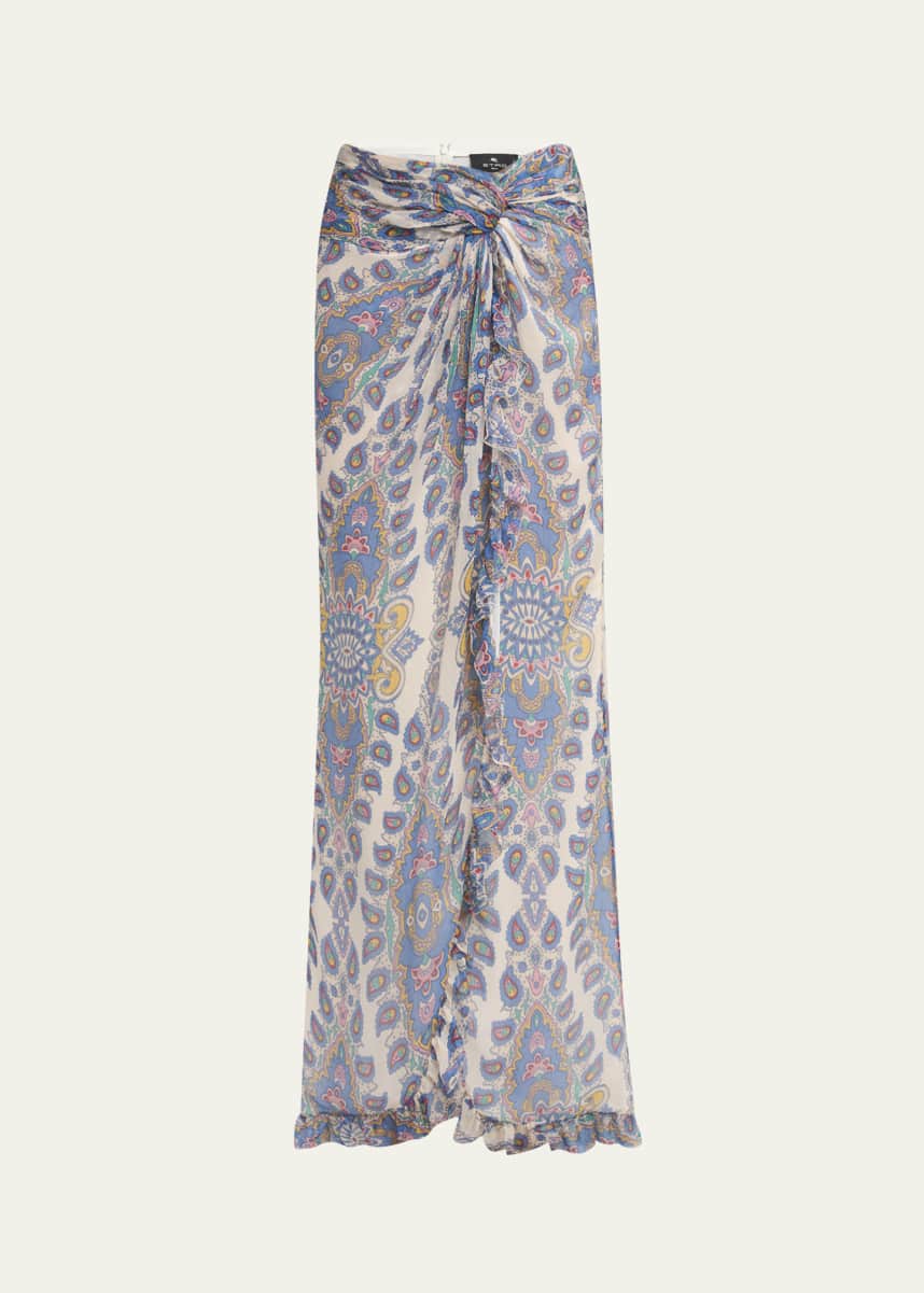 Etro Long Paisley Twist-Front Skirt