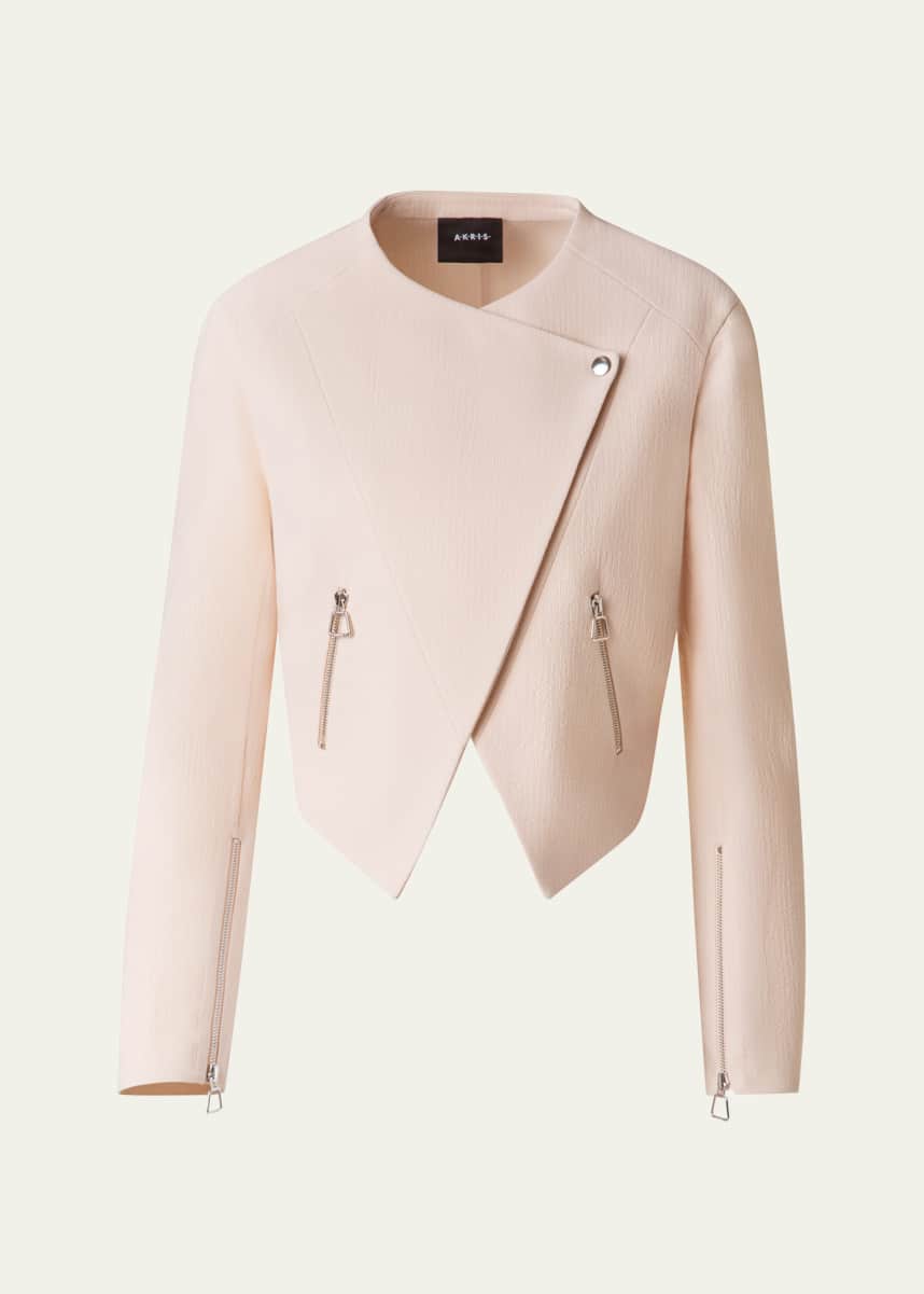 Akris Ariel Asymmetric Wool Crepe Jacket