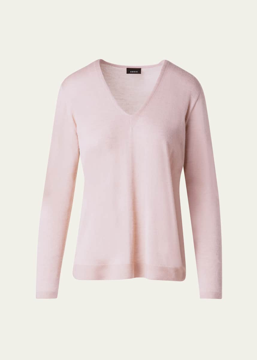 Akris V-Neck Cashmere-Silk Sweater