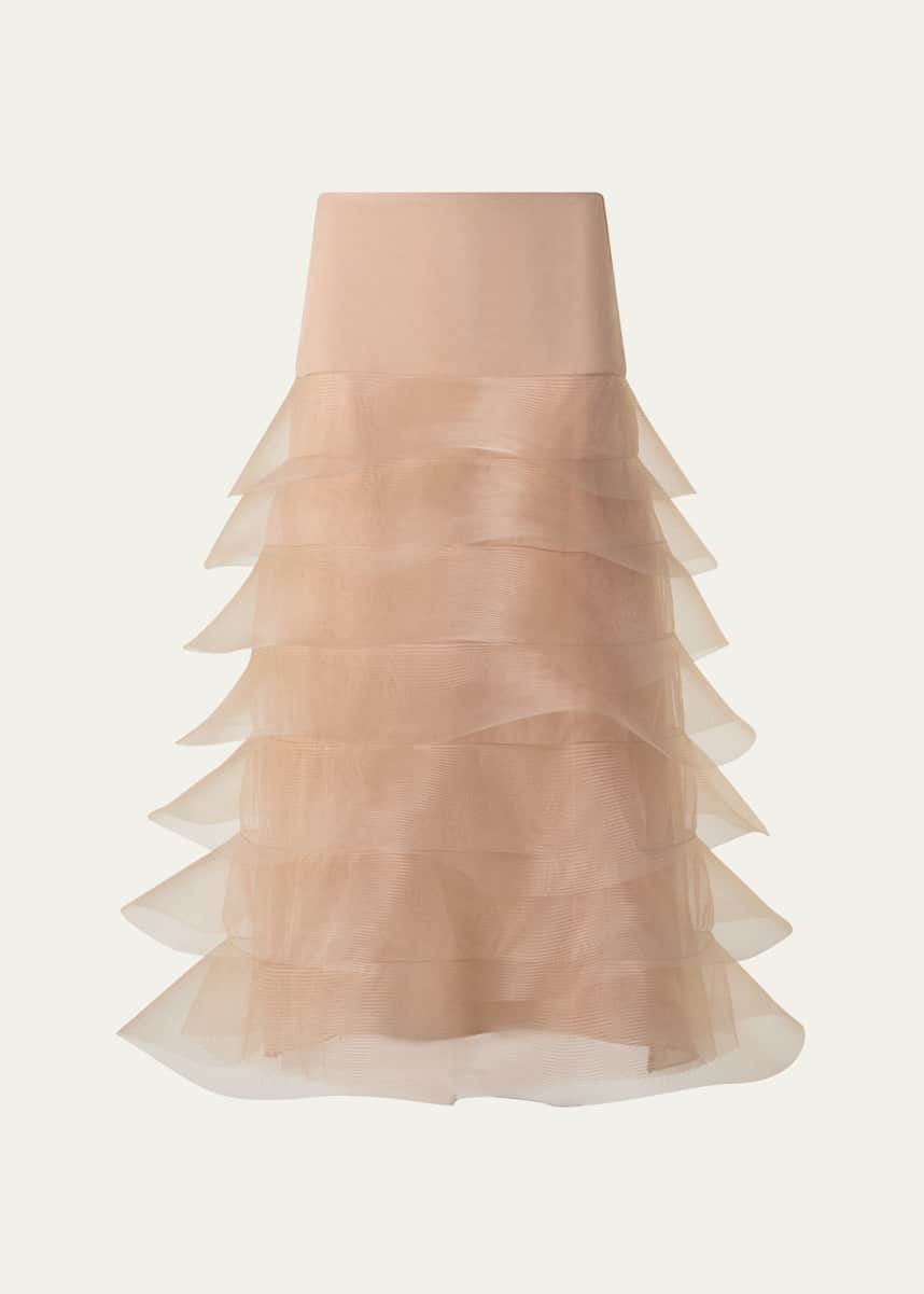 Akris Ruffle Tulle Midi Skirt